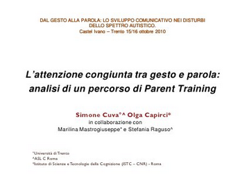L’attenzione congiunta tra gesto e parola: analisi di un percorso di Parent Training
